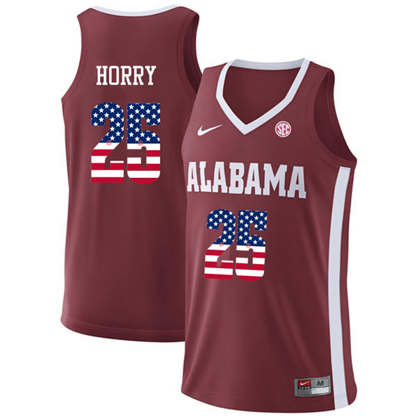 Men #25 Robert Horry Alabama Crimson Tide USA Flag Fashion College Basketball Jerseys-Crimson - Click Image to Close